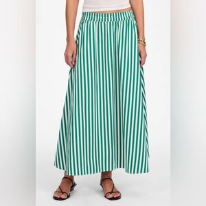 Madewell Stripe Cotton Poplin Midi Skirt
